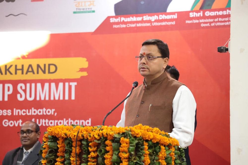 Chief Minister speaking at the podium