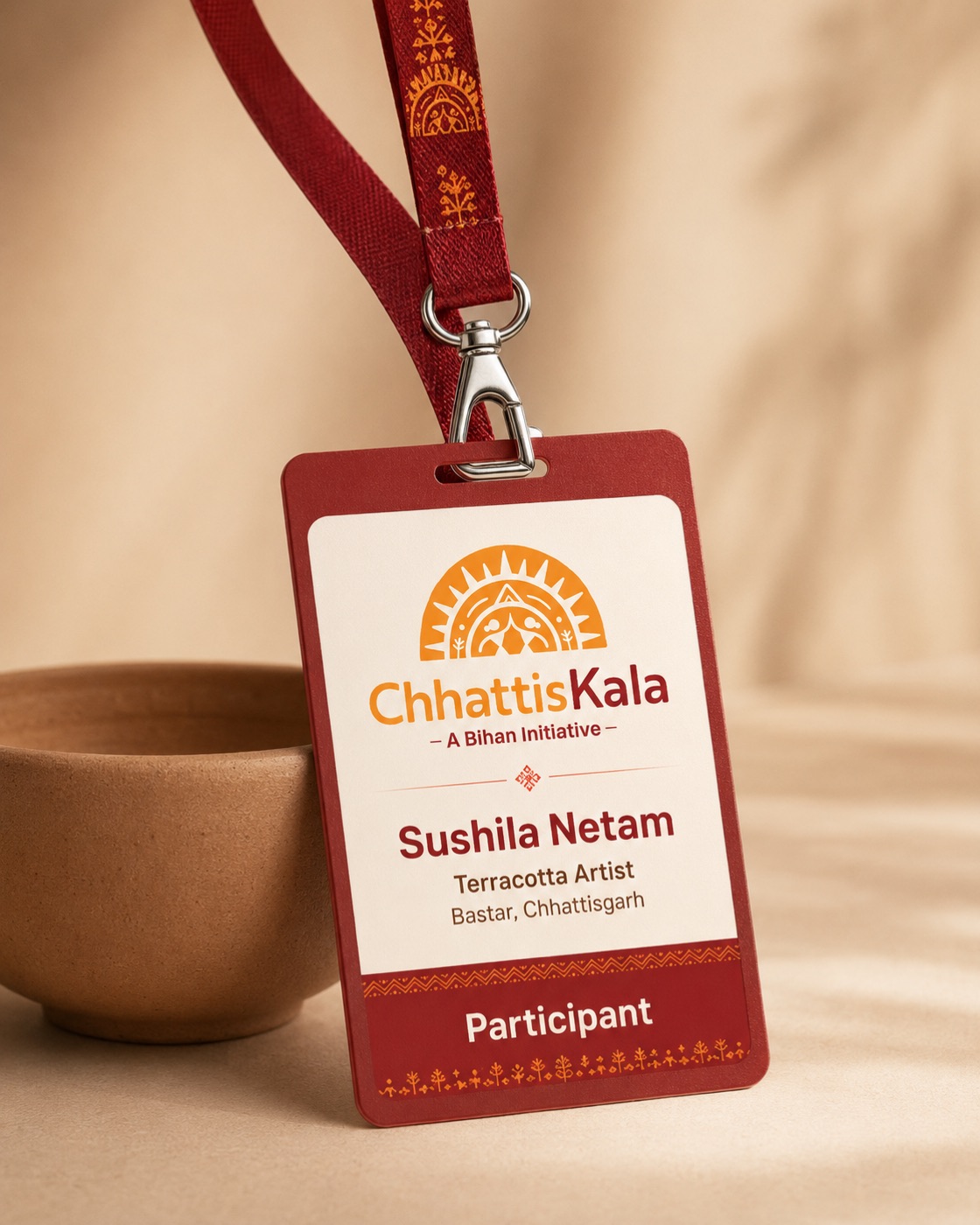 Artisan participant badge on lanyard
