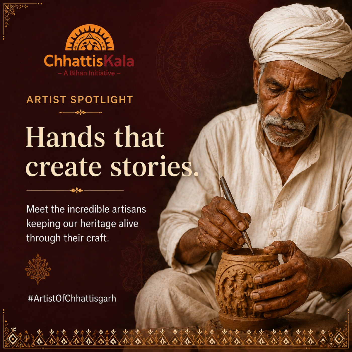 Artist spotlight social creative with artisan portrait