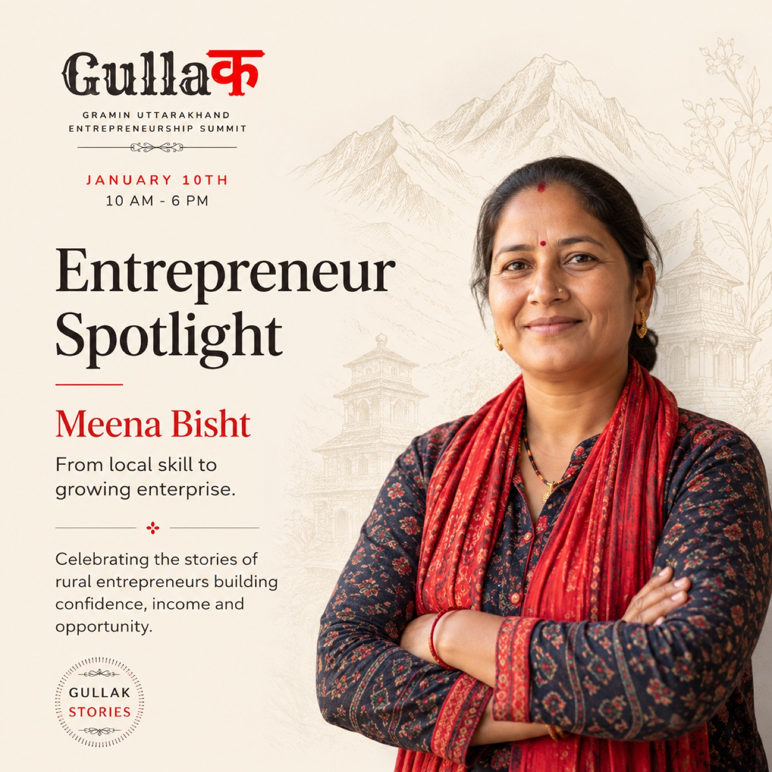 Entrepreneur spotlight creative featuring Meena Bisht