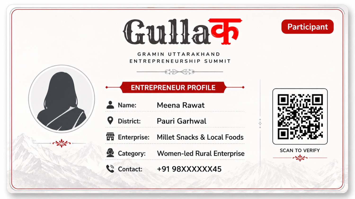 Participant ID card