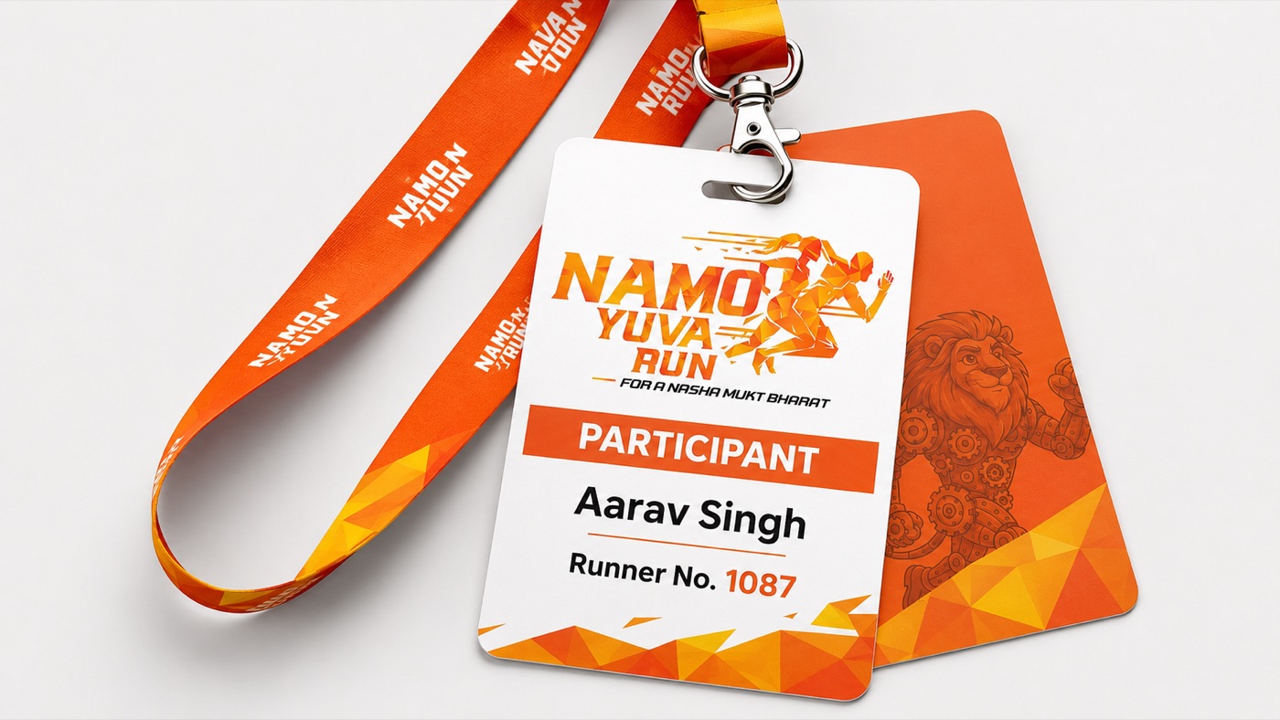 NaMo Yuva Run event badge and lanyard