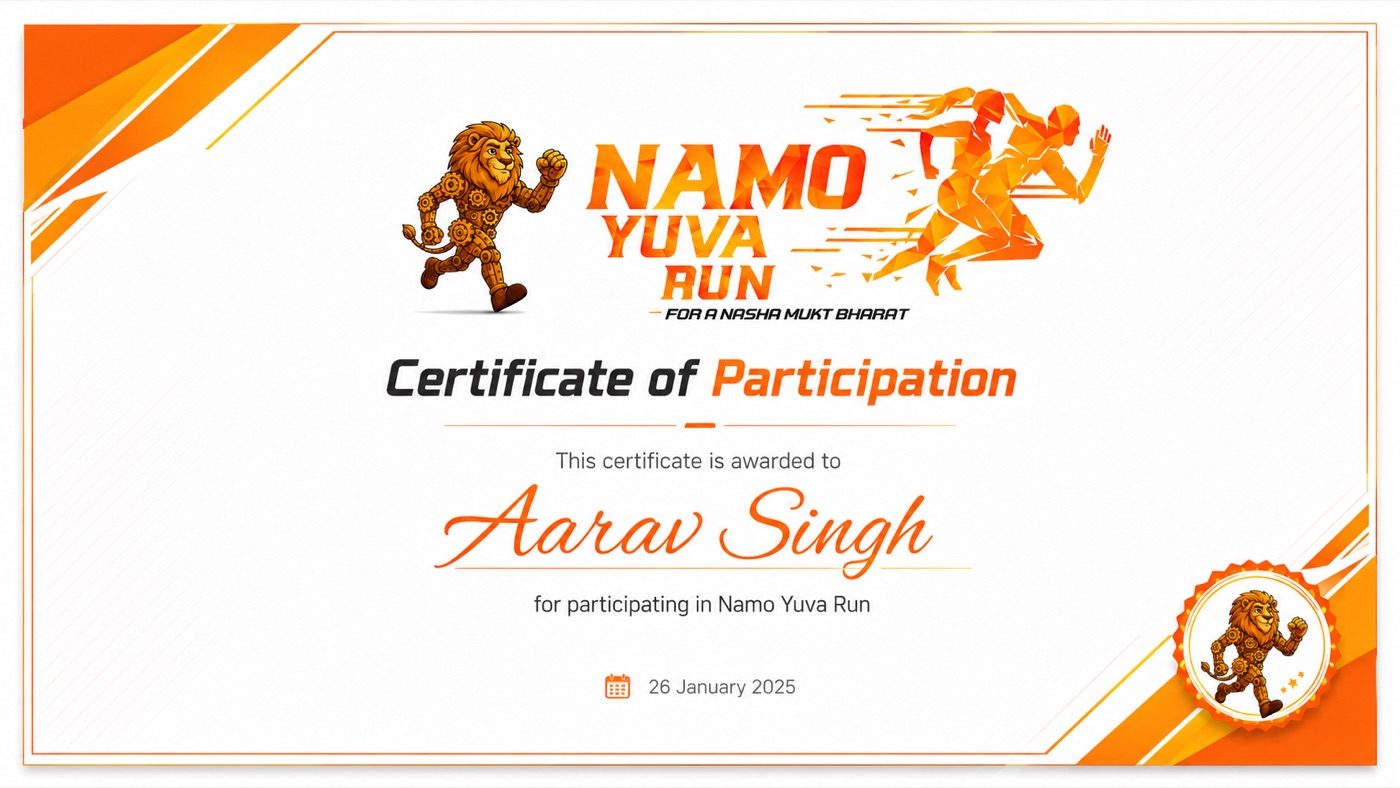 NaMo Yuva Run participation certificate