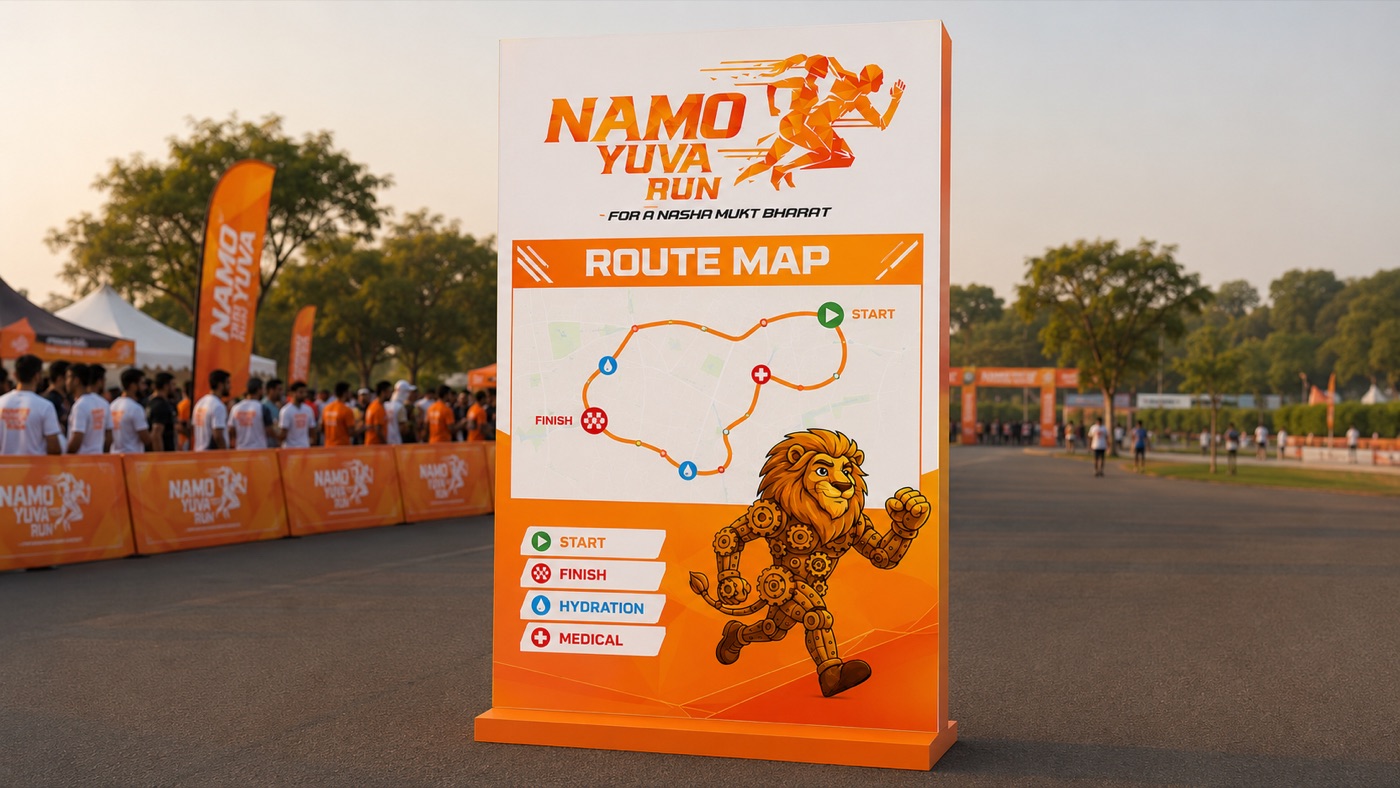 NaMo Yuva Run route map display standee