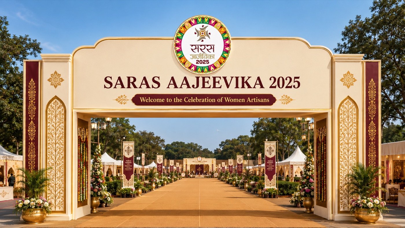 Saras Aajeevika 2025 event entrance gate